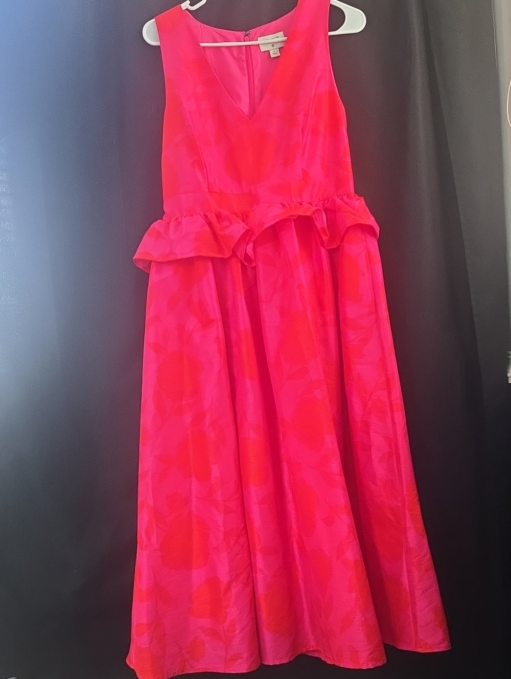 Kate Spade X Target Pink Red Floral Peplum Midi Dress Size 8